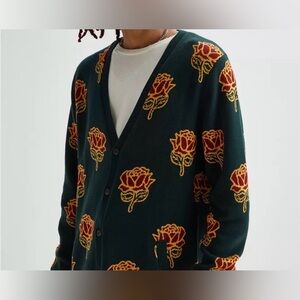 Vans 66’ Champs Floral Rose Cardigan Sweater  Green yellow red Men’s M